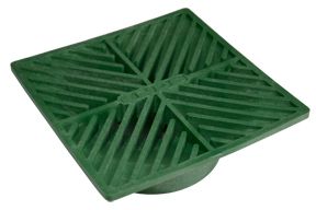 6" Green Square Grate with Round Base