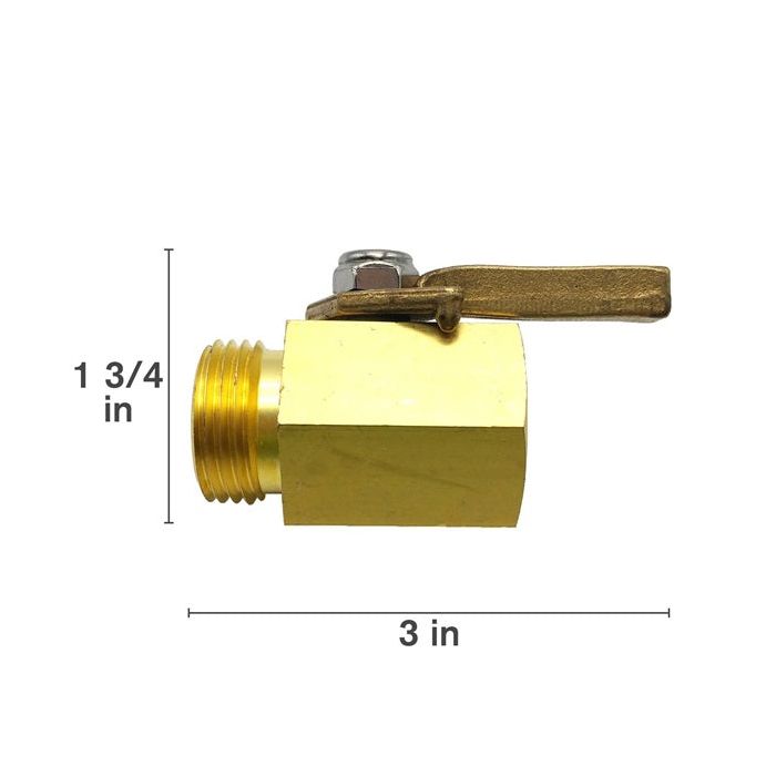 3/4" x 3/4" Hose Brass Long Handle Inline Shut-off Valve