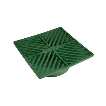 6" Green Square Grate with Outlet